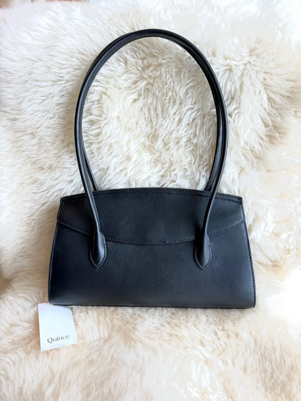 Quince Black Italian Leather East-West Shoulder Bag NWOT - Picture 5 of 12